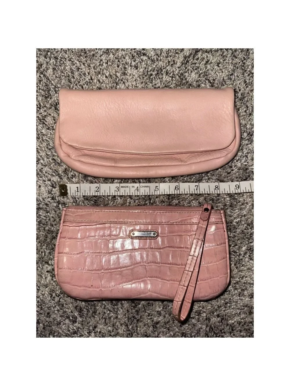 Pink Faux Leather Clutch & Croc Wristlet Set Y2K Coquette